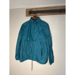 Vintage J Blair Sky Nylon Windbreaker Rain Jacket Lightweight  Teal Women Large